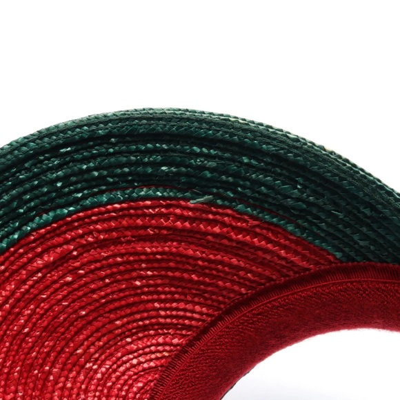 Gucci visor EUC red green straw leather 56cm - Picture 6 of 12